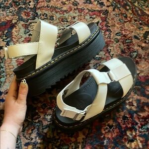 Dr. Martens Black and White Platform Sandals